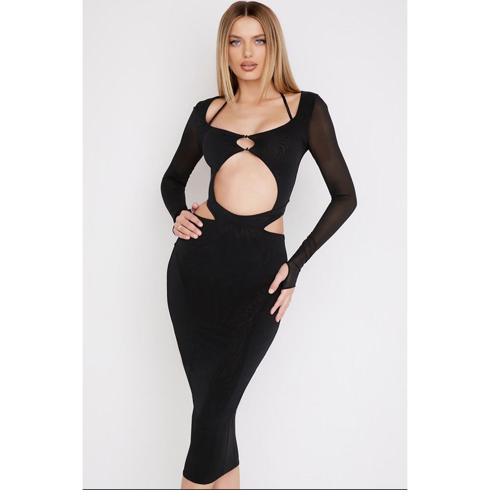 House of CB MARINA Black Cutout Midi Dress